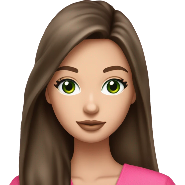 pink victoria secret robe on brunette long hair girl with white skin and green eyes  emoji