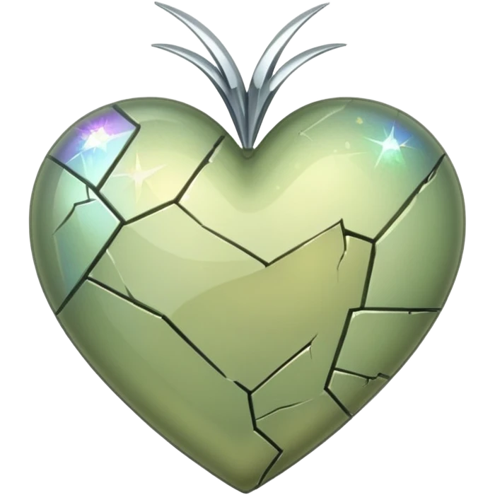 Pale olive broken heart with sparkles  emoji