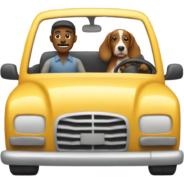 Man woman and dog driving emoji