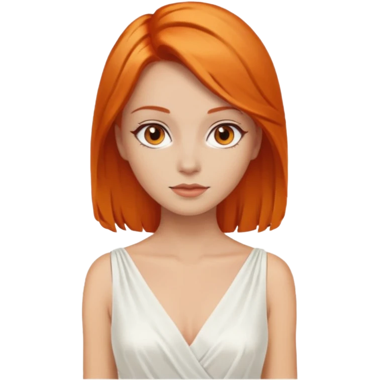 A woman with Orange hair, brown reyes And dresses with White dress emoji
