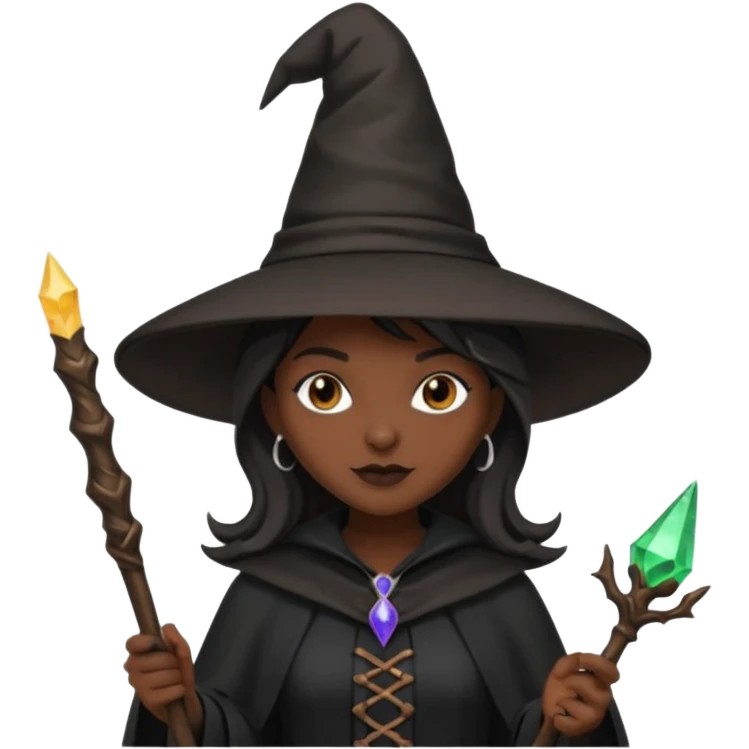 dark skin witch with witch hat emoji