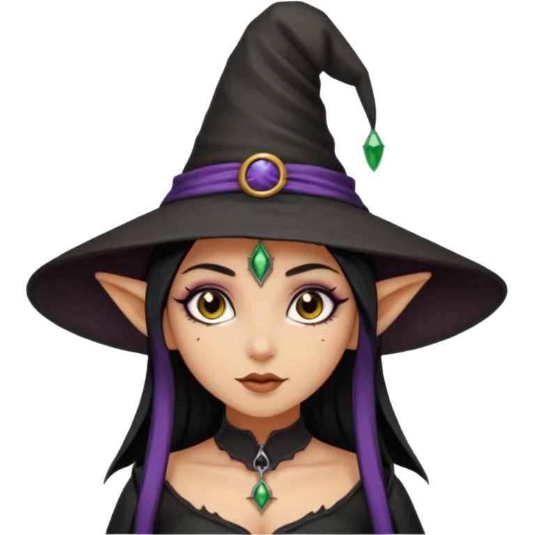 Goth and tan girl elf girl in witch hat sexy emoji