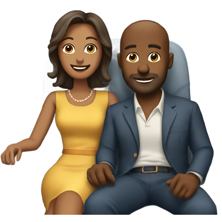husband and wife sitting on airplane  emoji