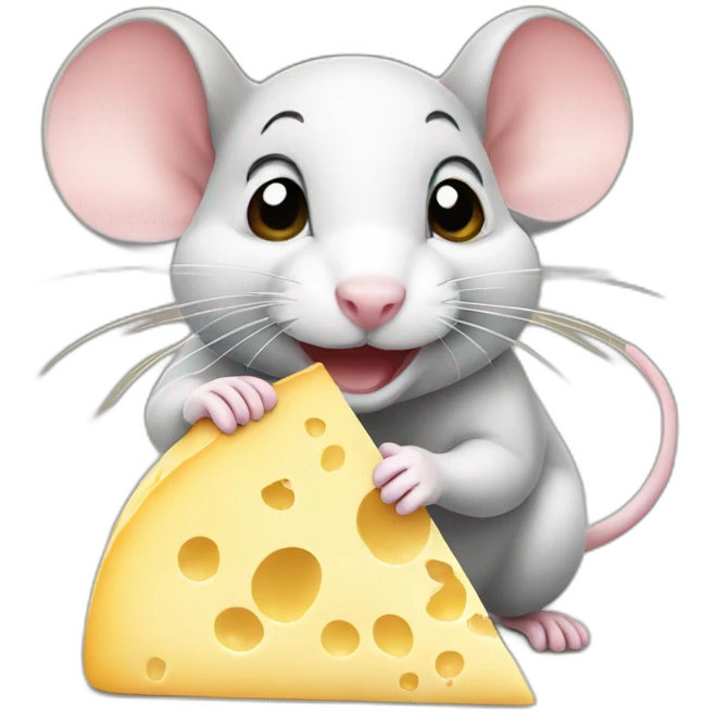 very cute mouse eating cheese emoji