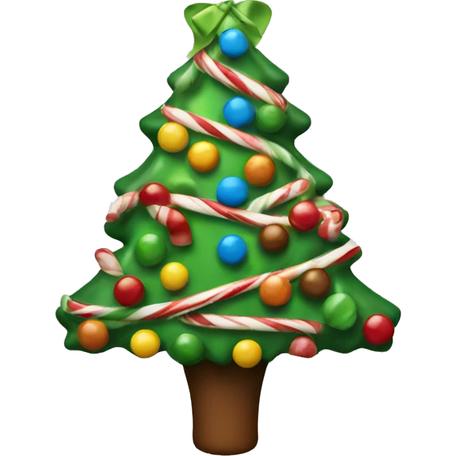 christmas tree with candy emoji