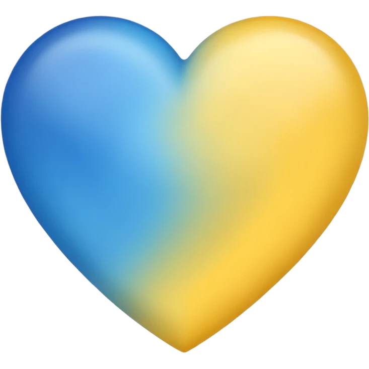 blue and yellow mixed heart, modern and simple emoji style emoji