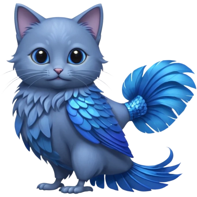 Russian-Blue-Cat-Mountain-Blue-Bird-Blue-Betta-Fish-Fusion-animal-hybrid-creature emoji