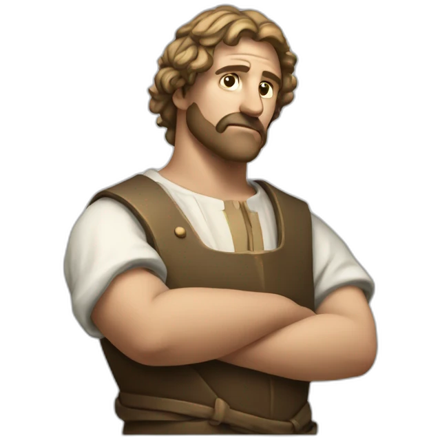 medieval innovator, thinking, concentrated, torso emoji