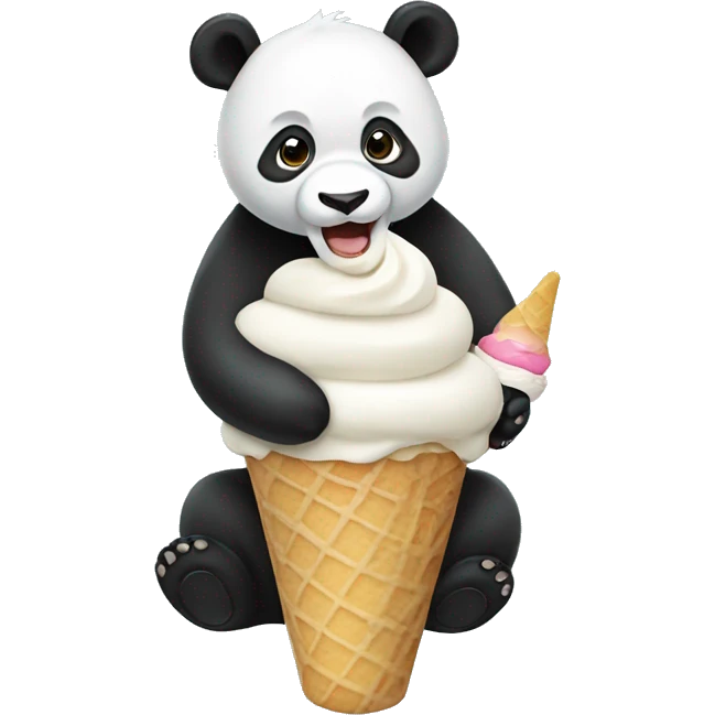 Panda eating ice cream emoji