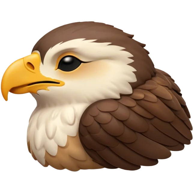 Meme-Worthy Cute Sleeping Hawk Portrait Emoji, Head resting peacefully with a contented smile, showcasing a robust, agile form with eyes gently closed in serene slumber and a subtly curved beak, Simplified yet adorably endearing features, highly detailed, glowing with a soft, drowsy light, high shine, relaxed and utterly lovable, stylized with an air of playful laziness, soft glowing outline, capturing the essence of a sleeping hawk that feels destined to become the next viral icon of adorable rest! emoji