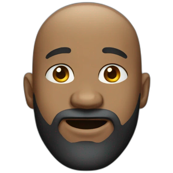Black bald man with a beard winking emoji