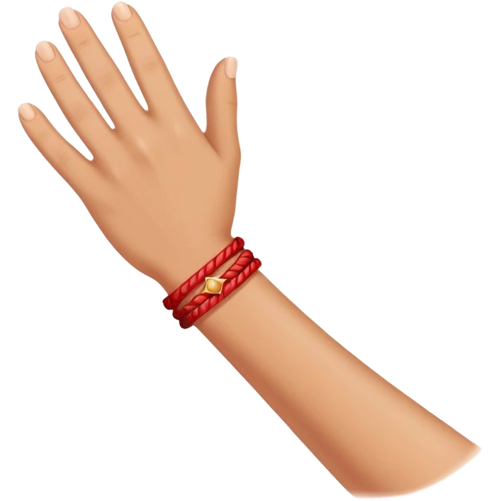 One hand with red bracelet thread  emoji