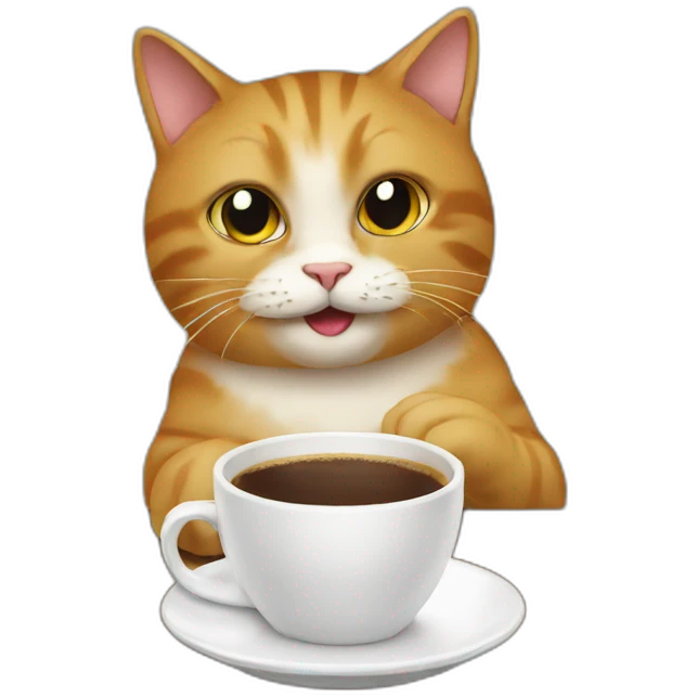 cat drinking coffee emoji