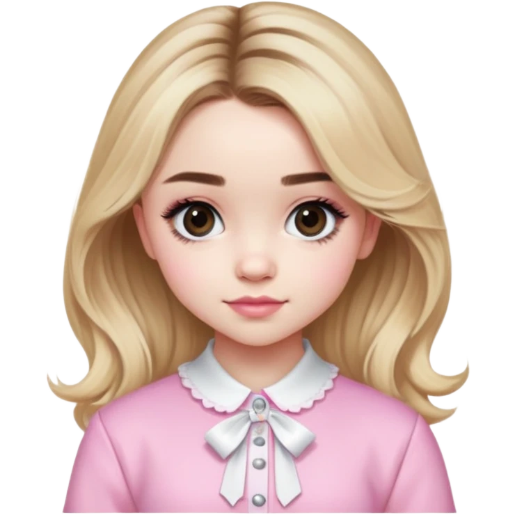 Sabrina Carpenter blonde pop star in a pink and white outfit, Short n' Sweet look emoji