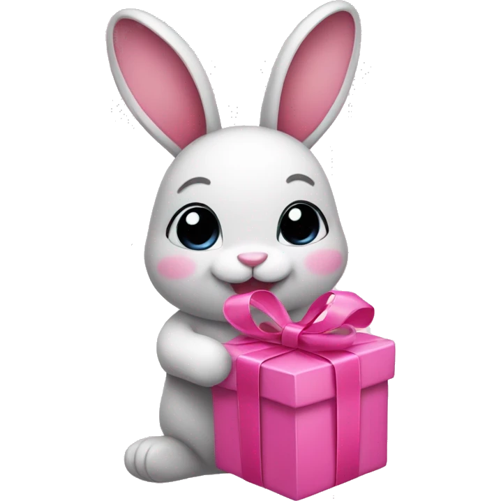 Bunnie holding a pink present  emoji