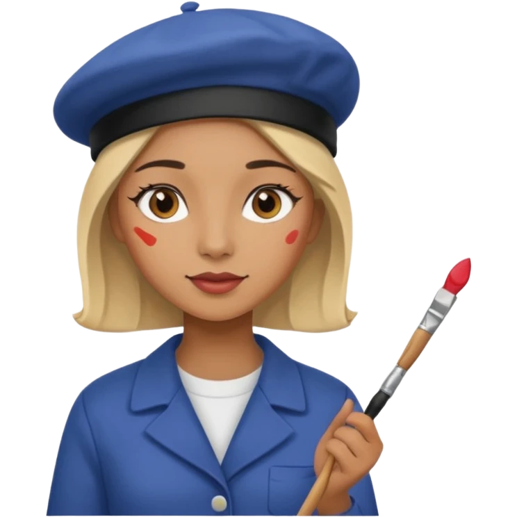 female artist painting, wearing a beret emoji