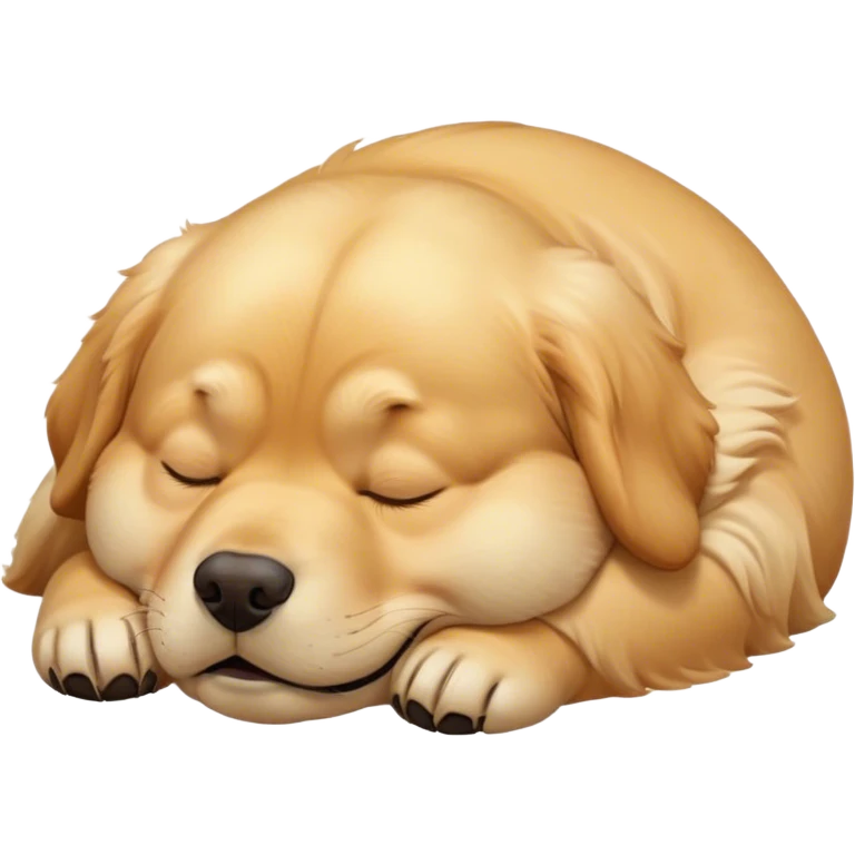 Cinematic Meme-Worthy Chubby Sleeping Golden Retriever Portrait Emoji, Head resting peacefully with a contented smile, showcasing a delightfully chubby build and a luxuriously soft golden coat, eyes shut in a serene nap, Simplified yet hilariously adorable features, highly detailed, glowing with a soft, drowsy light, high shine, relaxed and utterly lovable, stylized with an air of playful laziness, bright and heartwarming, soft glowing outline, capturing the essence of a comically sleepy companion, so meme-worthy it feels like it could instantly become the next viral sensation of adorable slumber! emoji