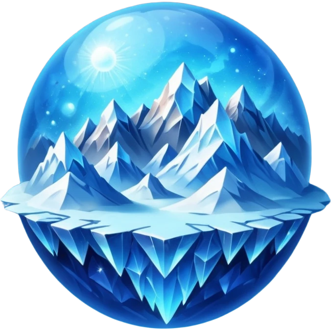 blue planet, crystal Planet, surface covered in glowing crystals mountains and dust emoji