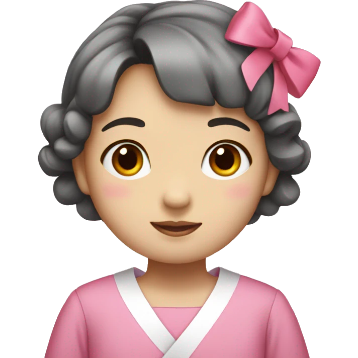 korean girl with pink bows and a pink dress emoji