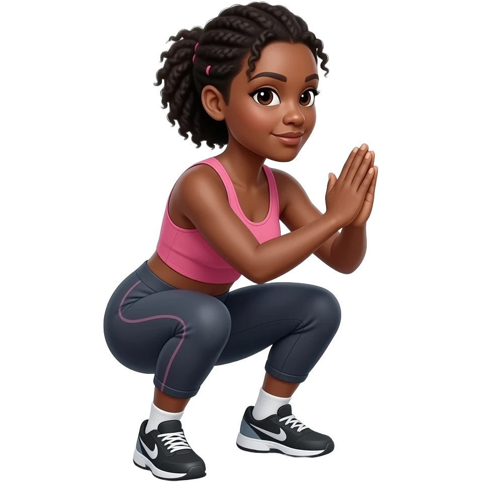 black woman doing squats emoji