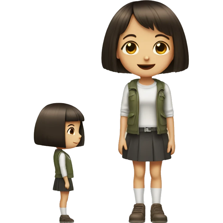 cute little girl with bob haircut looks like Mathilda from Leon movie emoji