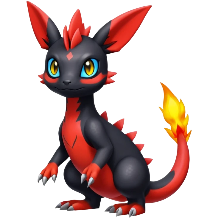 Cute Shiny Guilmon-Quilava-Salandit-Umbreon-Fakémon-hybrid-creature (full body)  emoji