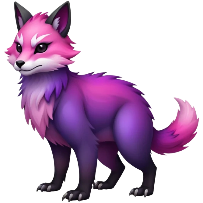 Cool Edgy Black-pink-purple-gradient badass Fionbri-Vernid-animal-creature full bodyd emoji
