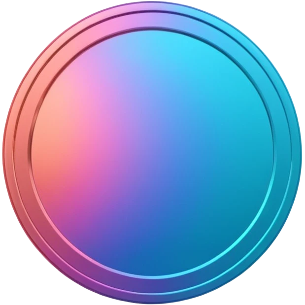
One  Rotate 45 degree 3d credit coin color in in gradient of turquoise, blue, pink, purple, and coral emoji