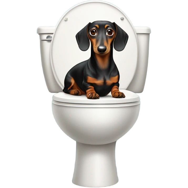 A dashund on the toilet emoji