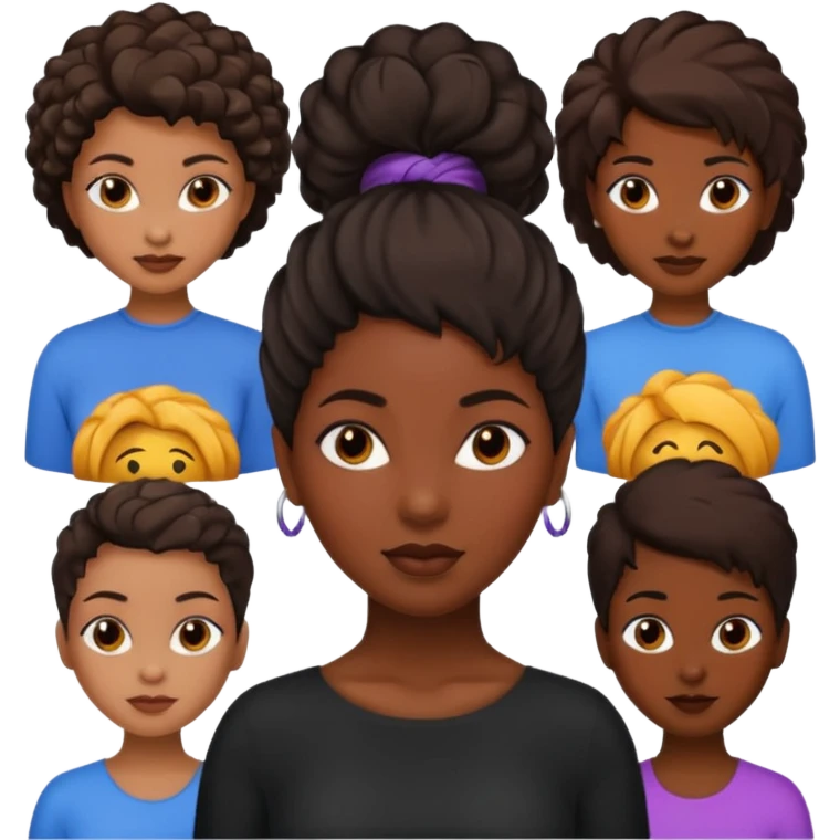 black woman emojis with different types of hair emoji