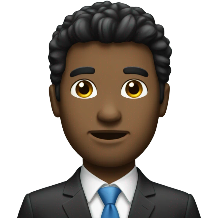 businessman black fluffy straight hair emoji