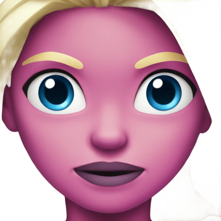 Female pink hulk with blonde hair and blue eyes emoji