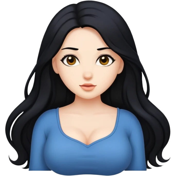 Girl without clothes with black hair with Big breasts sex emoji