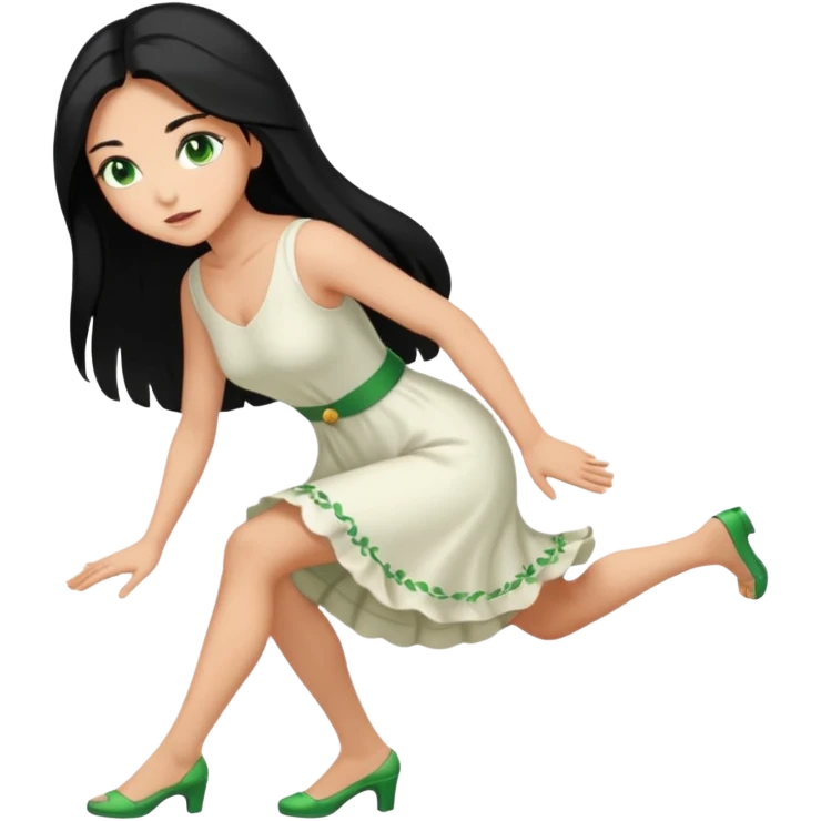 King, black Hair, blue eyes, whole body, Woman, bending knees, blonde, green eyes, White Dress, emoji