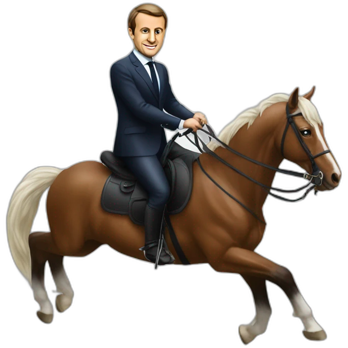 Emanuele macron sur un cheval emoji