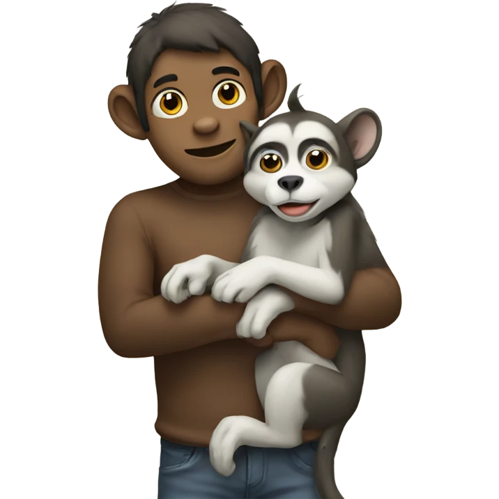 Monkey holding husky emoji