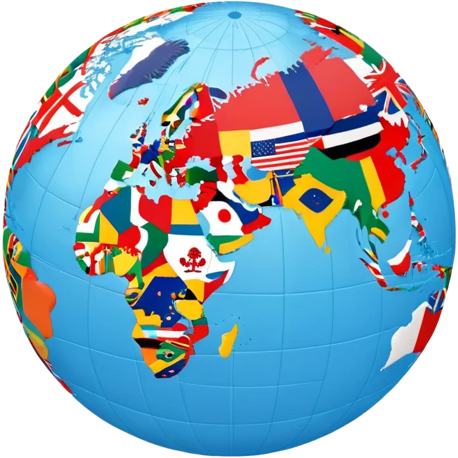 World globe covered with many small country flags from around the world emoji