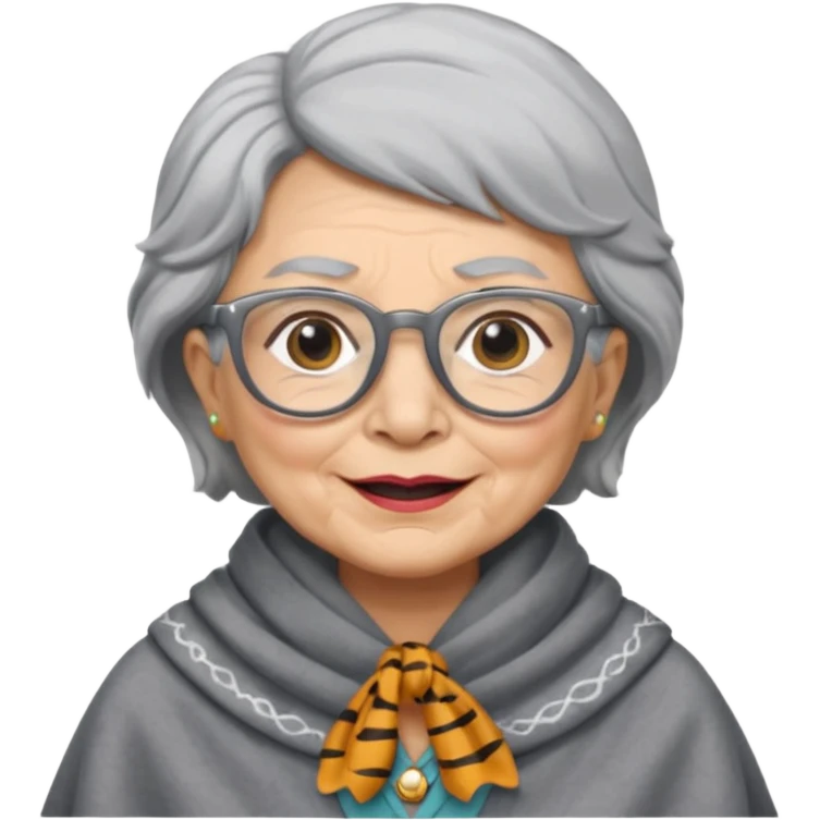 create me a slack emoji of a very old tiger shark, dressed like a grandma, with grey hair and glasses emoji