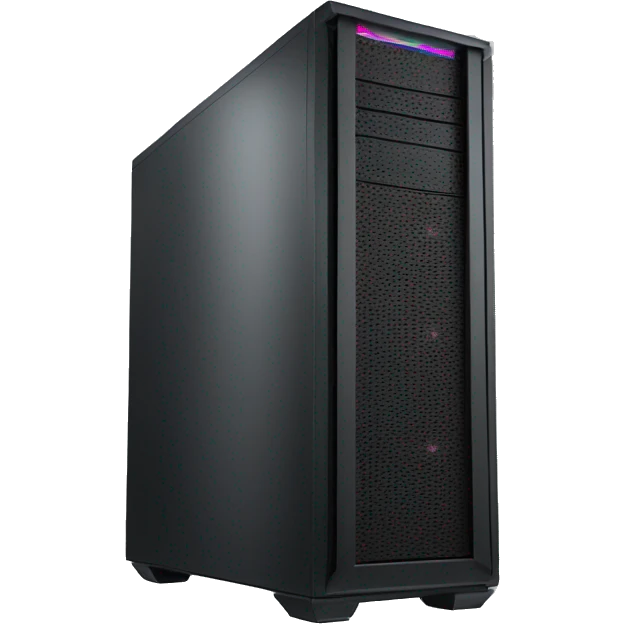 Black mid-tower case with RGB emoji