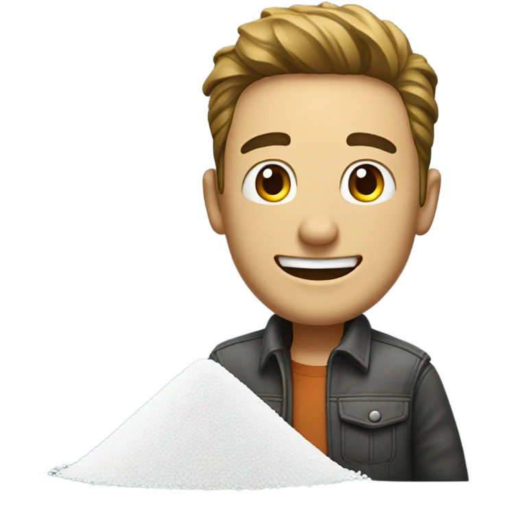 Very happy guy with a pile of salt. emoji