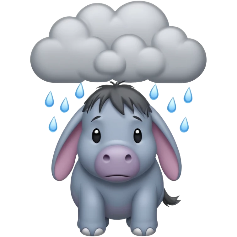 Eeyore under a raining cloud emoji