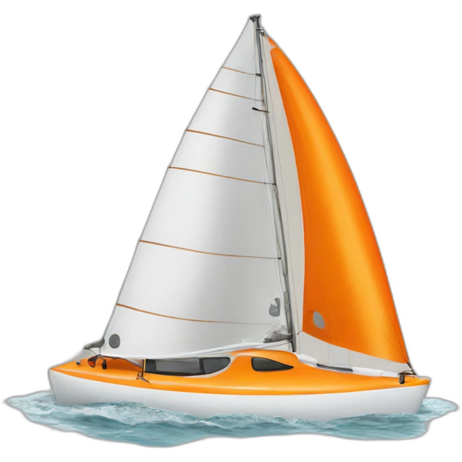 Petit Catamaran avec voile orange et blanche emoji