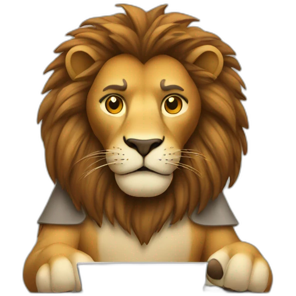 a lion works at a computer emoji