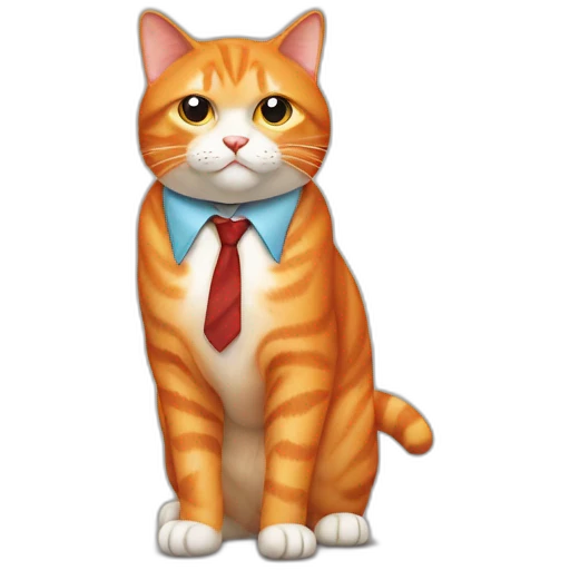 Chonky orange cat wearing a tie emoji