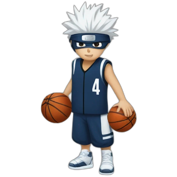 White kakashi hatake playing basketbal  emoji