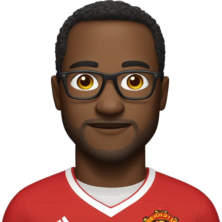 A man with glasses and wear manchester United shirt emoji