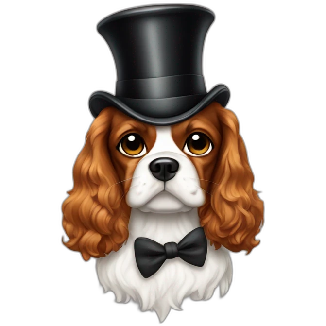 cavalier dog in a top hat with a monocle emoji