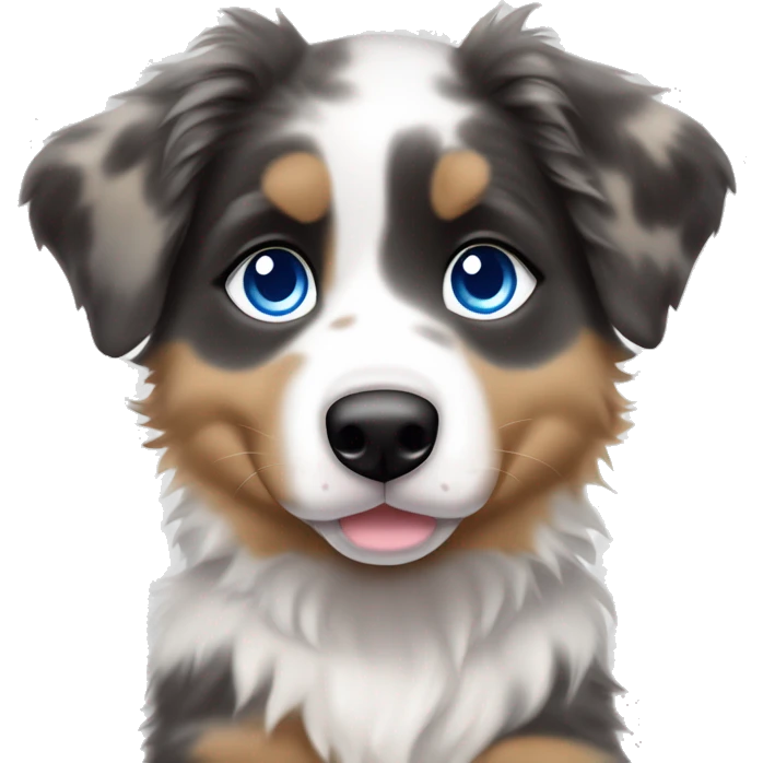 merle australian shepherd puppy with blue eyes paws at bottom peeking emoji