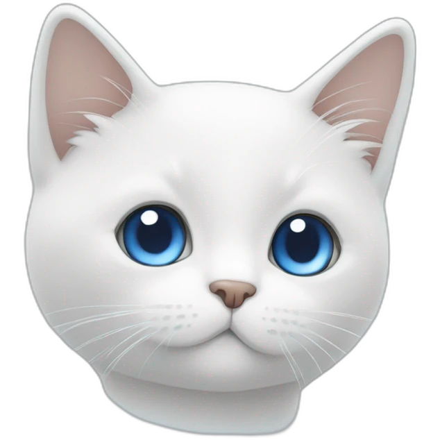 mignon chat blanc aux yeux bleu emoji