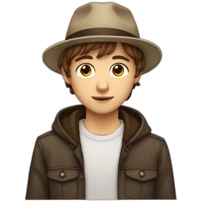 teenager boy white brown hair brown eyes hat emoji